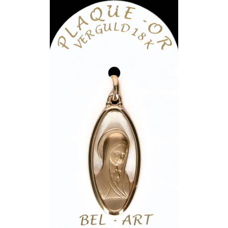 Médaille Plaqué-or Ovale ajourée Vierge et enfant