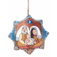 Décoration de Noël à suspendre - Etoile avec Sainte Famille 14 cm