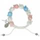 Bracelet s/corde - céram. - blanc-bleu rose / enfants