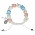 Armband/koord - keram. - wit-blauw-roos / kinderen 