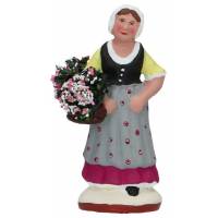 Santon Gateau 7 Cm Femme au panier de fleurs