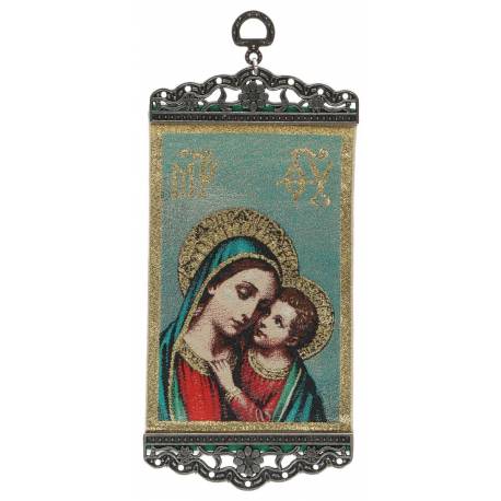 Geweven ikoon - 10 X 23 cm - O.L.V. met Kind 