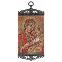 Icône - Tissu 10 X 23 cm - Vierge et Enfant