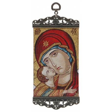Icône - Tissu 10 X 23 cm - Vierge et Enfant