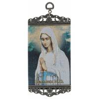 Icône - Tissu 10 X 23 cm - Vierge Banneux N.D.