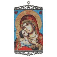 Icône - Tissu 20 X 38 cm - Vierge et Enfant