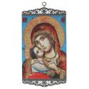 Icône - Tissu 20 X 38 cm - Vierge et Enfant