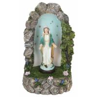 Grotte avec lumière (H20 cm) et statue de la Miraculeuse (12cm)