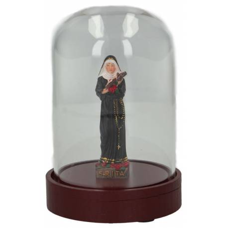 Globe en verre Ht 13 cm - Diam 7.5 cm + Ste Rita 8 cm