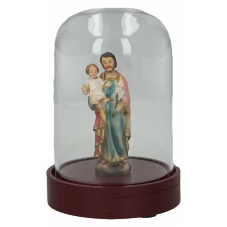 Globe en verre de 13 cm avec statue de Saint Joseph 8 cm