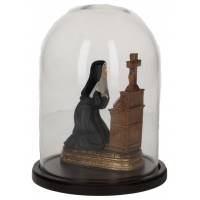 Globe en verre Ht 20 cm - Diam 12 cm + Ste Rita 12 cm