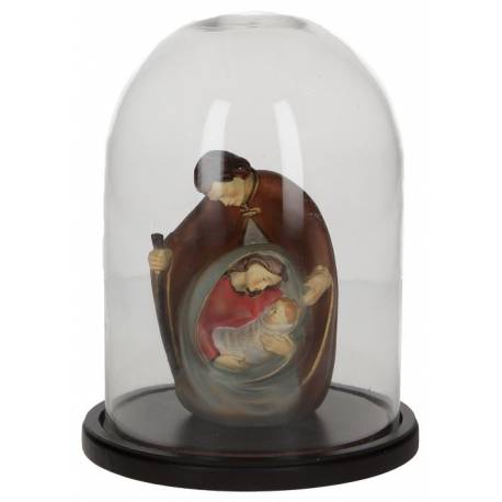 Heilige Familie in een glazen stolp van 20cm 
