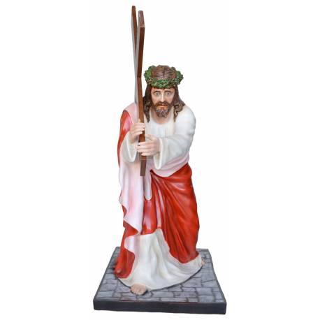Statue Jésus portant sa croix 127 cm en résine