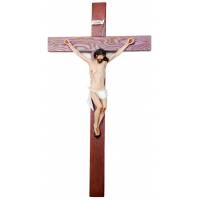 Croix murale 80 x 43 cm en bois (Christ de 40 cm en résine)