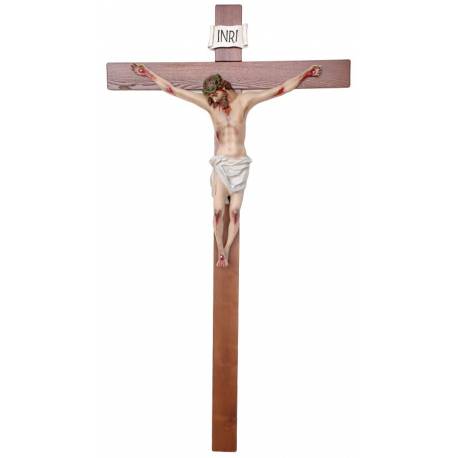 Beeld Jezus 80 cm aan het kruis 180 x 105 cm in glasvezel 