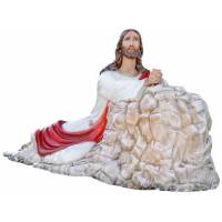Beeld Christus bidend in de tuin van Getsemane 115 x 230 cm in glasvezel 