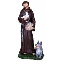 Statue Saint François d'Assise avec loup 20 cm en résine