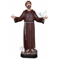 Statue Saint François d'Assise bras ouverts 130 cm en fibre de verre