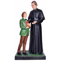 Statue Don Bosco 170 cm with Dominic en fibre de verre