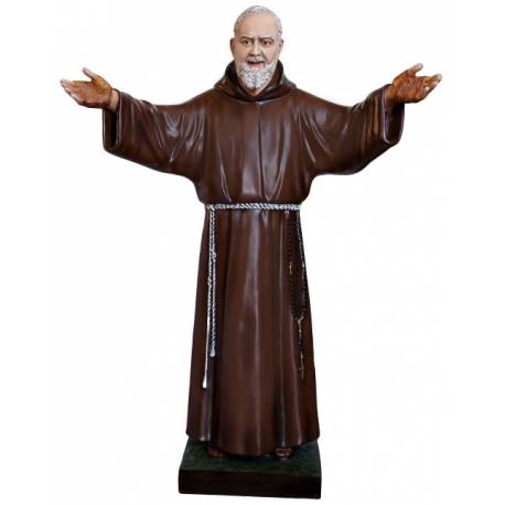 Statue Padre Pio open arms 180 cm en fibre de verre
