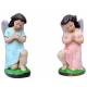 Set van twee aanbiddende engelen - H 30 cm - hars 