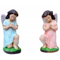 Set de deux anges en adoration - H 30 cm - résine