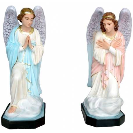 Statue de deux anges en adoration 110 cm en fibre de verre