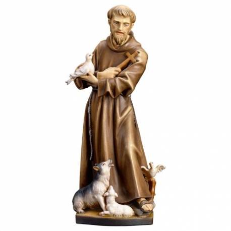 St Francois + Etui Bois Sculpté 07 Cm Couleur