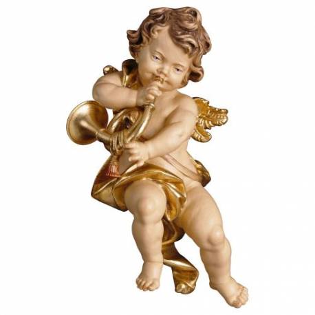 Houtsnijwerk Engel / Hoorne 10 Cm / Gekleurd 