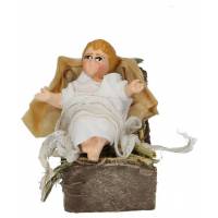 Napolitaanse Santon 12 Cm Kindje Jezus met wieg 
