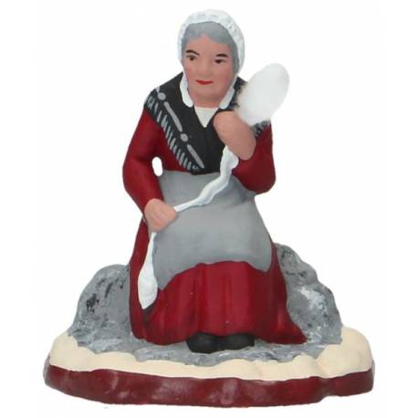 Santon Gateau 7 Cm Fileuse assise