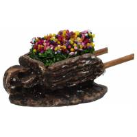 Decor voor santons de Provence Kruiwagen met geassorteerde bloemen 