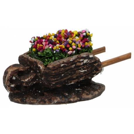 Décor pour santons de Provence Brouette multifleur