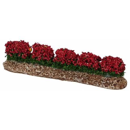 Décor pour santons de Provence Rangée de fleurs rouges