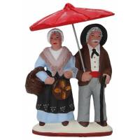 Santon Gateau 7 Cm Couple au parapluie