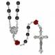 Chapelet Sainte Rita Hématite 6 mm Paters roses rouges