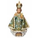Statue en bois sculpté Enfant Jésus de Prague 46 cm couleur vert