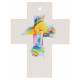 Croix murale Porcelaine 7 x 9 cm Croix, bougie, poissons en couleur