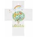Croix murale Porcelaine 7 x 9 cm Arbre de vie en couleur