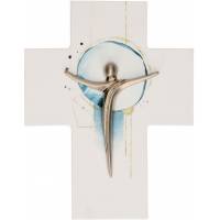 Croix murale Porcelaine 11 x 14 cm Corps en métal