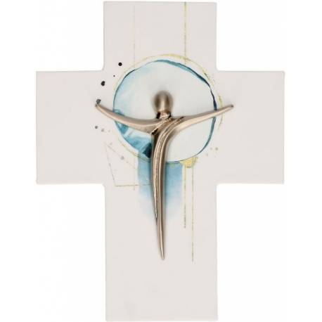 Croix murale Porcelaine 11 x 14 cm Corps en métal