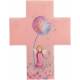 Croix murale Porcelaine 11 x 14 cm Rose ange