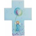 Croix murale Porcelaine 11 x 14 cm Bleu ange