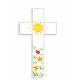 Croix murale Amour Soleil fleurs oranges 10 cm