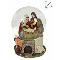 Sneeuwbol met heilige familie - hoogte 14 cm 