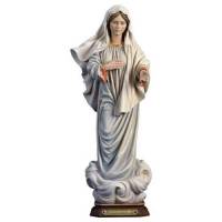 Houtsnijwerk beeld Onze Lieve Vrouw van Medjugorje 18 cm gekleurd 