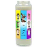 Neuvaine en verre / blanc / 7 Archanges + Texte FR