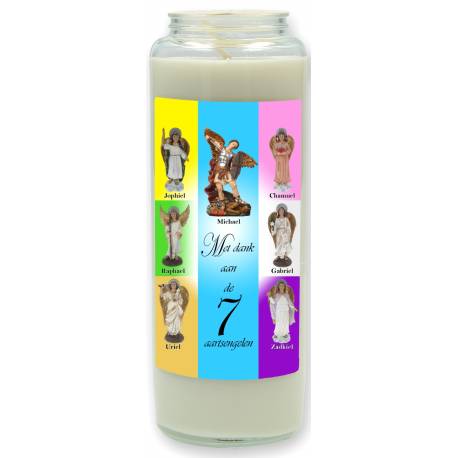 Neuvaine en verre / blanc / 7 Archanges + Texte NL