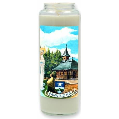 Noveenkaars in glas / wit / Banneux Verschijning 