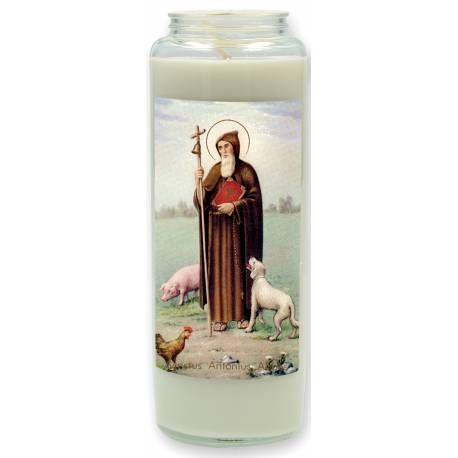 Noveenkaars in glas / wit / H Antonius Abt 